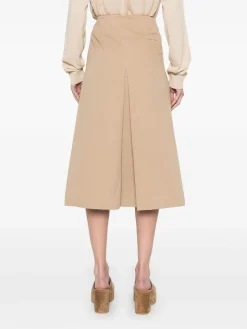 Gonna midi di cotone in beige