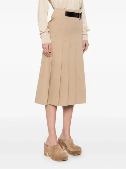 Gonna midi di cotone in beige