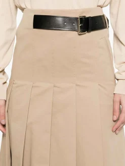 Gonna midi di cotone in beige