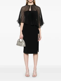 Gonna midi in nero con fessure laterali