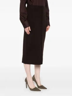 Gonna midi marrone fulmine-detail midi