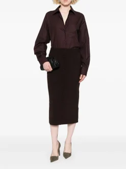 Gonna midi marrone fulmine-detail midi