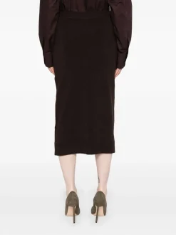 Gonna midi marrone fulmine-detail midi