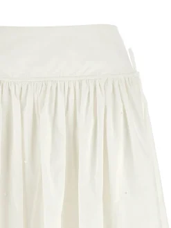 Gonna midi ricamata in cotone bianco