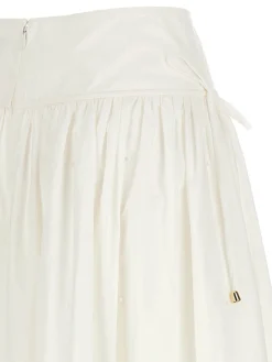 Gonna midi ricamata in cotone bianco
