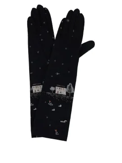 Guanti blu scuro nero a maglia