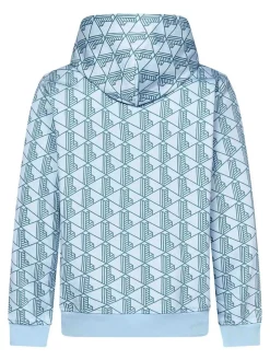 Hoodie in pile blu e azzurro