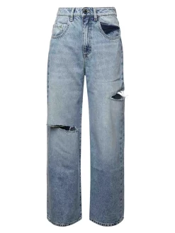 Jeans a gamba larga a papavero