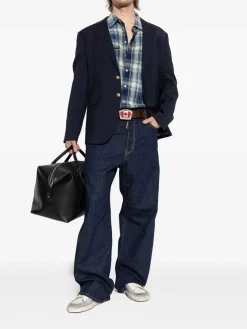 Jeans a gamba larga blu