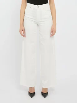 Jeans bianchi in cotone e lino