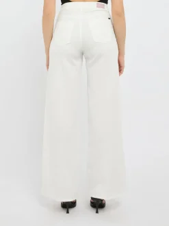 Jeans bianchi in cotone e lino