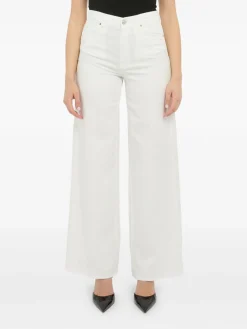 Jeans bianchi in cotone e lino
