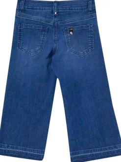 Jeans di cotone blu gamba larga