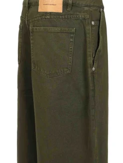 Jeans di cotone verde scuro