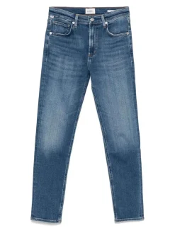 Jeans di denim blu gamba sottili