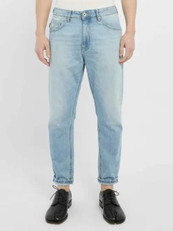 Jeans dritti di denim blu