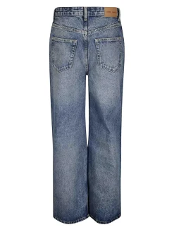 Jeans dritti in cotone a vita alta