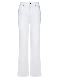 Jeans in denim bianco a vita alta