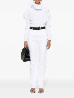 Jeans in denim bianco a vita alta
