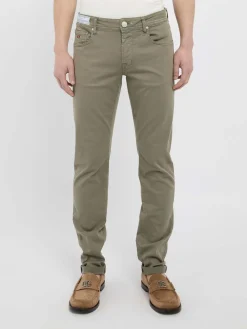 Jeans in denim verde oliva