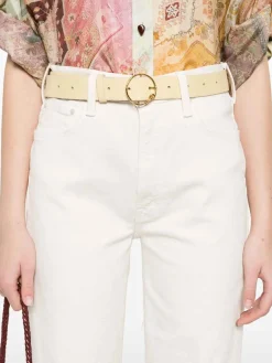 Jeans in vita alta in leggera beige