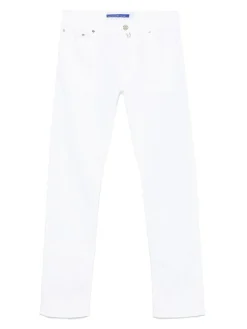 Jeans lunghi di cotone tratto bianco