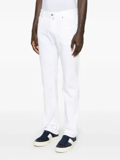 Jeans lunghi di cotone tratto bianco