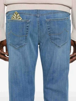 Jeans miscelati di cotone in denim blu