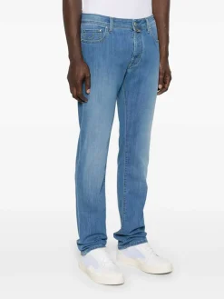 Jeans miscelati di cotone in denim blu