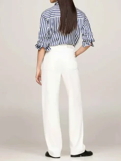 Jeans Relaxed Fit Dritti A Vita Alta Bianchi