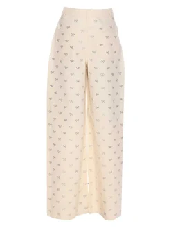 Jeans white diamante bow