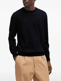 Knitshirt di cotone in blu scuro