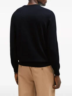 Knitshirt di cotone in blu scuro