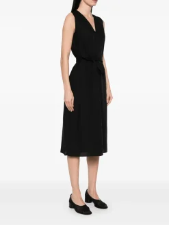 Linen Blend Ns v Neck Dress