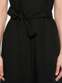 Linen Blend Ns v Neck Dress