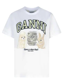 Maglietta stampata in cotone bianco