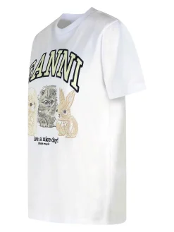 Maglietta stampata in cotone bianco