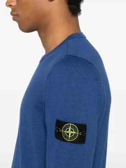 Maglione a maniche lunghe di cotone blu