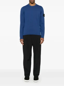 Maglione a maniche lunghe di cotone blu