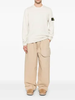 Maglione a maniche lunghe in cotone beige