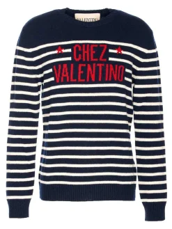Maglione Chez Valentino blu e bianco
