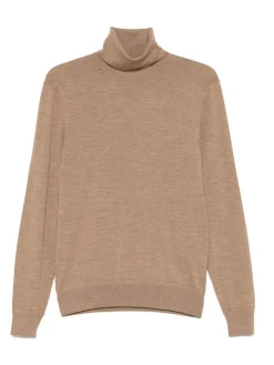 Maglione di dolcevita in lana beige