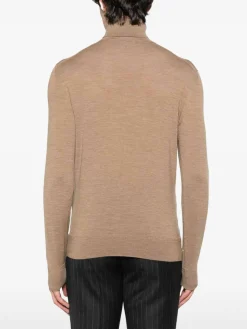 Maglione di dolcevita in lana beige