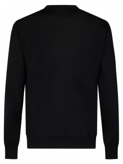 Maglione di lana merino nera e viscosa