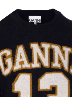 Maglione di mix di lana grafica blu
