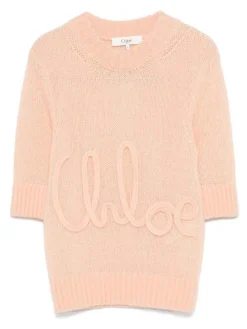 Maglione logo in lana alpaca e maglia di seta