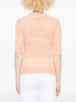 Maglione logo in lana alpaca e maglia di seta