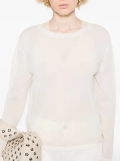 Maglione semi-trasparente in cotone bianco