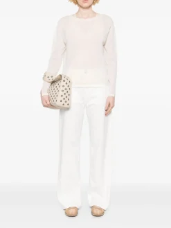 Maglione semi-trasparente in cotone bianco