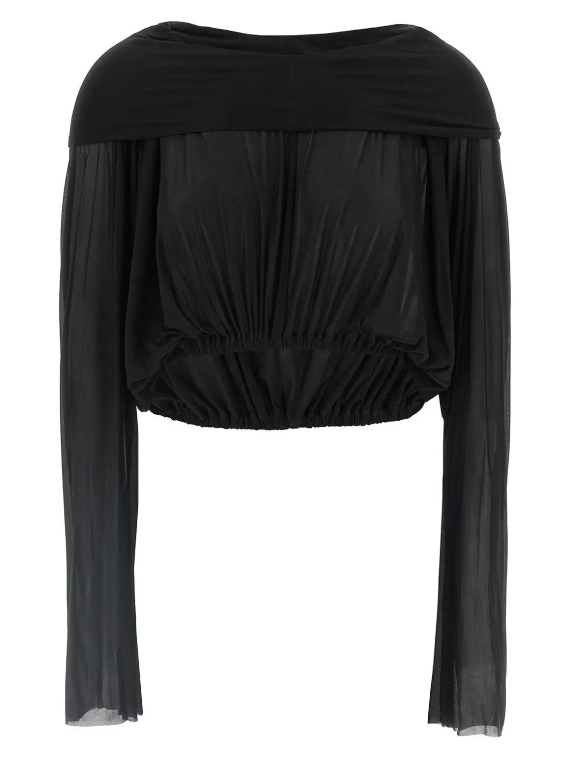 Maglione tunico con cappuccio ritagliato
